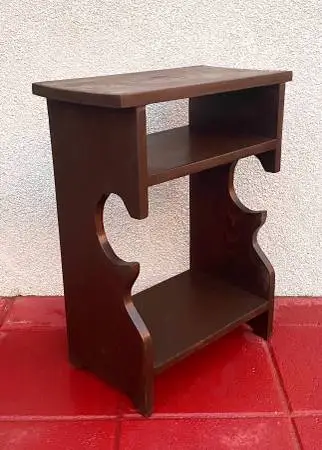 Vintage Solid Wood Small 2-Tier Side Table/Shelf