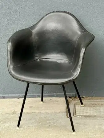 vintage fiberglass Eames chair, Gray and Parchment,1950s