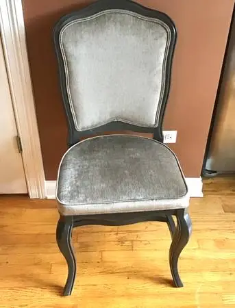 Suede chair wood legs Shafer 19” tall