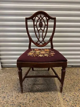 Vintage mahogany needlepoint dining chair