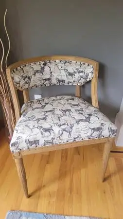Vintage Wood Barrel Chair Completely Refurbished
