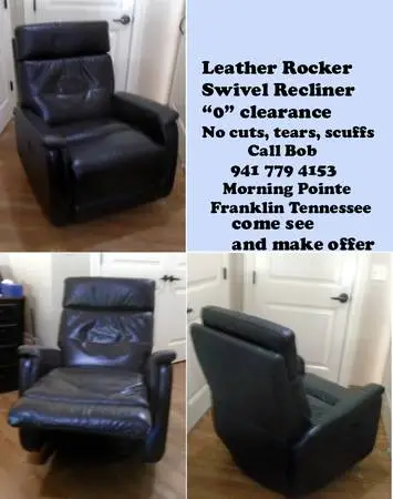 Leather swivel recliner 0 clearance brown
