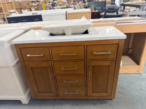 OVE Decors Alonso 42 Bath Vanity In Brown Solid Wood Soft Close
