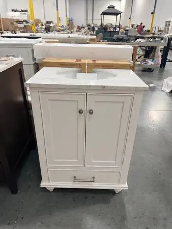 Melissa 24 Single Sink Freestanding Bathroom Vanity White Marble Top