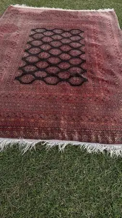 💚💚💚 VINTAGE AFGHAN RUG 7X9.5 WOOL,HAND KNOTTED,HAND DYED