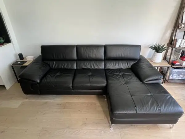 New Black Leather Sectional Couch