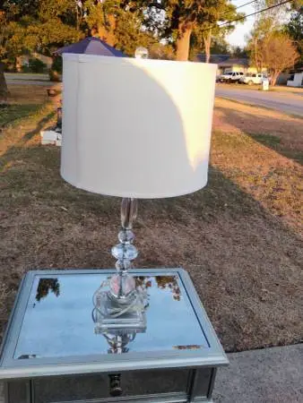 Glass Nightstand Table and Lamp