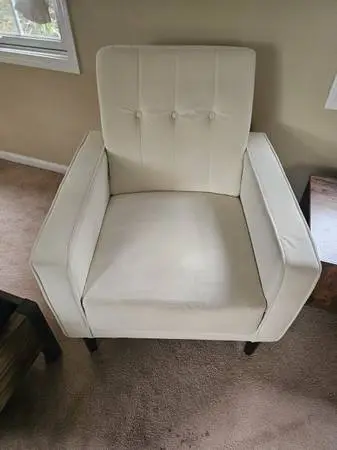 White velvet living room side chair