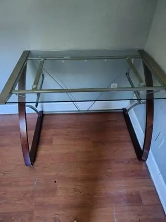 Beautiful Desk! Glass and Real Wood with Metal Accents