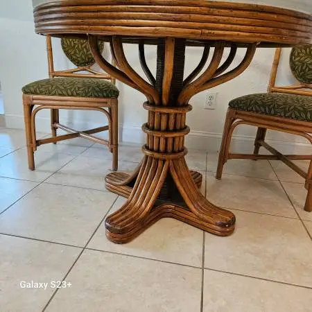 VINTAGE PRETZEL RATTAN TABLE