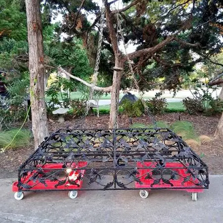 Vintage Hand Forged Wrought Iron Architectural Canopy Chandelier