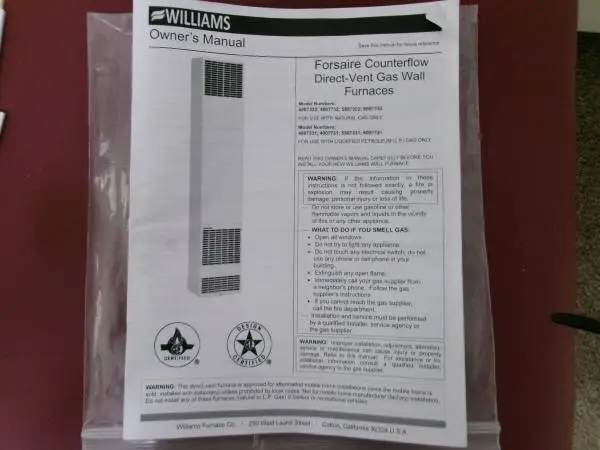 Williams Propane Wall Mount Furnace