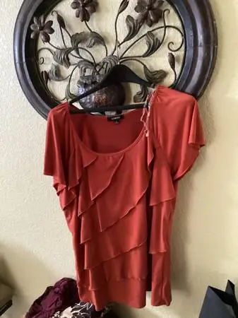 orange thre layered ruffle