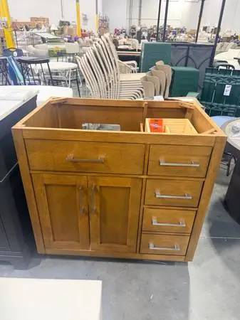 OVE Decors Alonso 36 Bath Vanity Solid Wood Cabinet Base In Brown