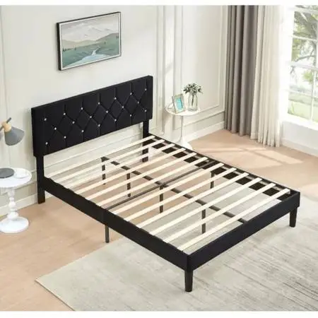 Complete Black Diamond Tufted Queen Bed