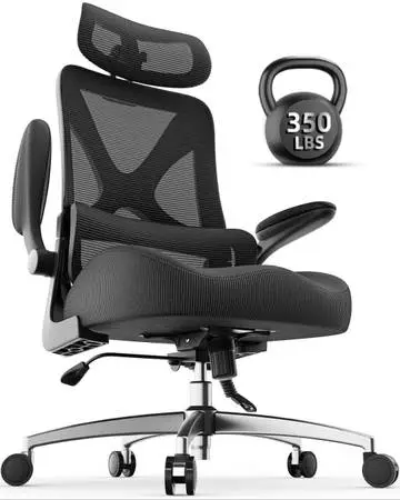 ☆ Ergonomic Office Chair with Headrest, Lumbar Support, Flip-Up Armres