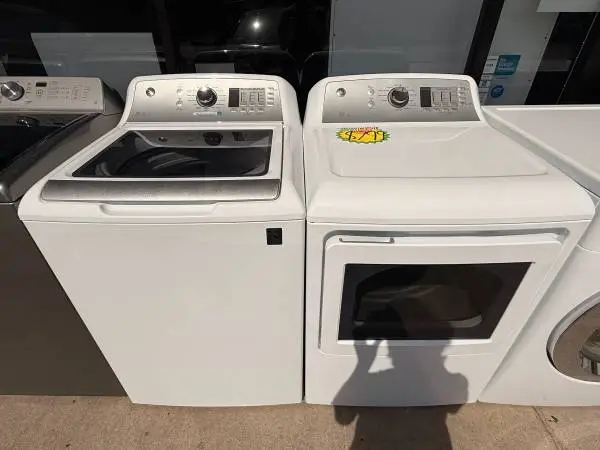 Used White GE Washer and Dryer Deep Fill Toploader