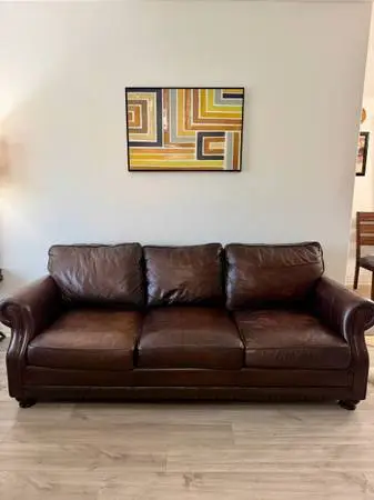 Vintage Brown Haverty’s Leather Sofa