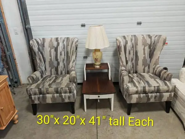 Two Large Wingback Accent Chairs