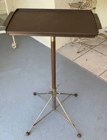Mid century atomic Gusdorf telephone stand tray table w ball feet mcm