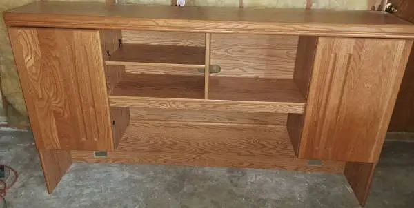desk top shelf and cabinet unit natural wood
