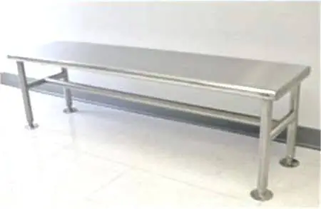 Gowning Bench; 304 Stainless Steel, 82 W x 16 D x 18 H, Free Stand
