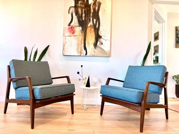 Pair of Danish Mid Century Lawrence Peabody for Selig Lounge Chairs