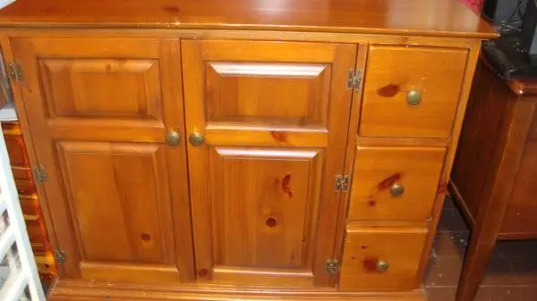cabinet and footlocker and nightstands and grandmother clock