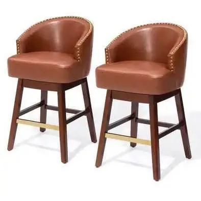 SALE! New 26.4H Swivel Faux Leather Upholstered Solid Wood Counter St