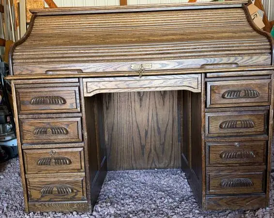 Desk, Solid Wood Roll Top