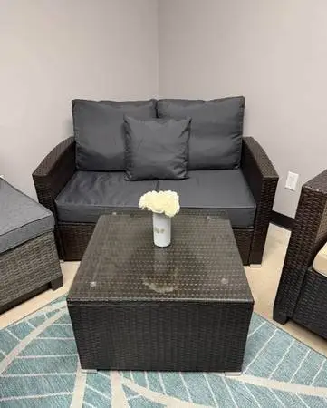 Outdoor Rattan Loveseat w/ Coffee Table *New*