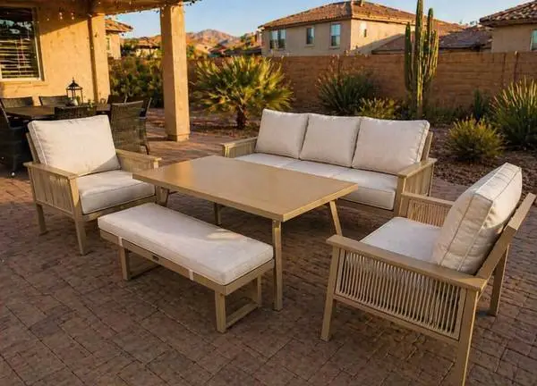Beige Aluminum Outdoor Patio Furniture 6 Piece Set *New*