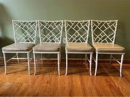 Chinoiserie Faux Bamboo Painted Metal Chairs Phyllis Morris for Kessle