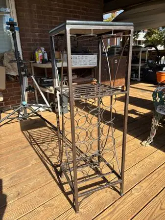 METAL AND GRANITE WINE RACK/BAR