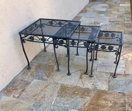 Vintage Mid Century Metal Nesting Patio Tables - set 3