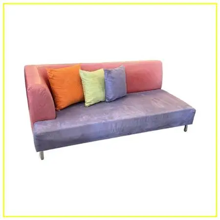 Lavender Micro-suede + Rose Pink Leather Chaise Sofa