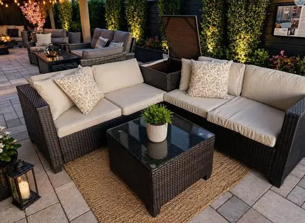 L Shape Storage Outdoor Patio Furniture Set *New*