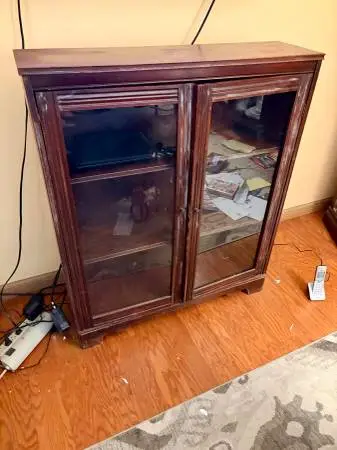 Solid wood Book case with glass doors