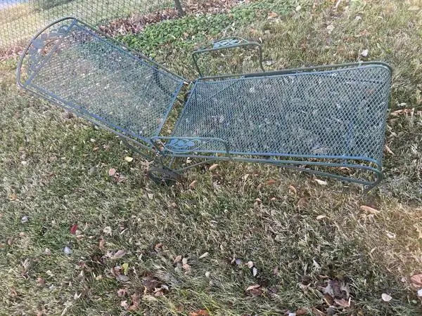 Woodard-Wrought Iron Green Chaise Lounge Chair