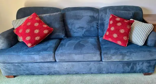 Beautiful 85” Blue Microfiber 3-Seat Sofa