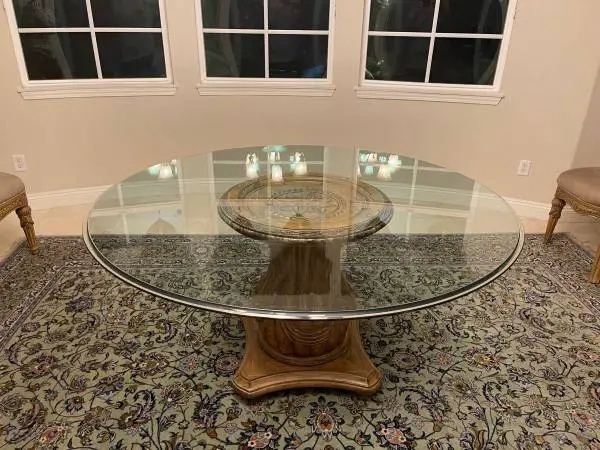 Round glass dining table