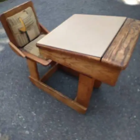 Vintage small childs oak school desk