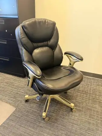 Serta Claremont Leather Executive Office Chair - Silver/Black