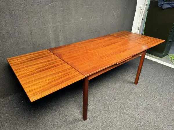 Vintage MCM mid-century modern Danish Teak Expansion Dining Table kitchen table