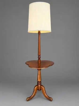 Mid Century Colonial Maple Floor Lamp by Tell City