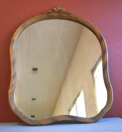 Wood Framed Vintage Scallop-edged Mirror