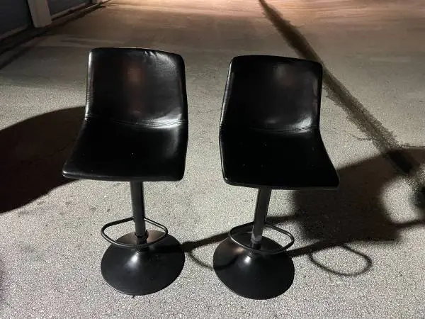 2-Modern Adjustable Faux-Leather Swivel Bar Stools - Used / Both Set