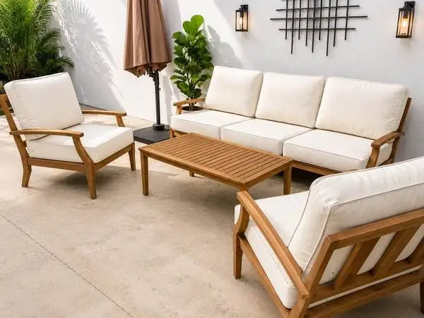 4 Piece Teak Outdoor Patio Furniture Conversation Set *New*