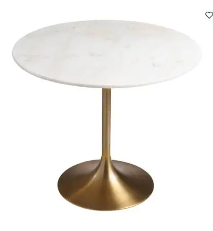 Leilani White Marble Top and Gold Tulip Dining Table