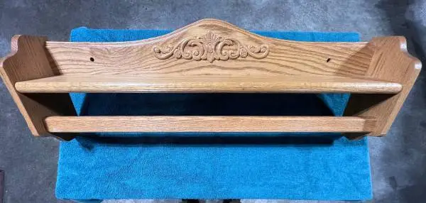 Oak wall hanging quilt rack